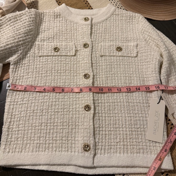 Rachel Zoe Ivory-Cream Textured Knit Cardigan & Skirt Set - Picture 5 of 6